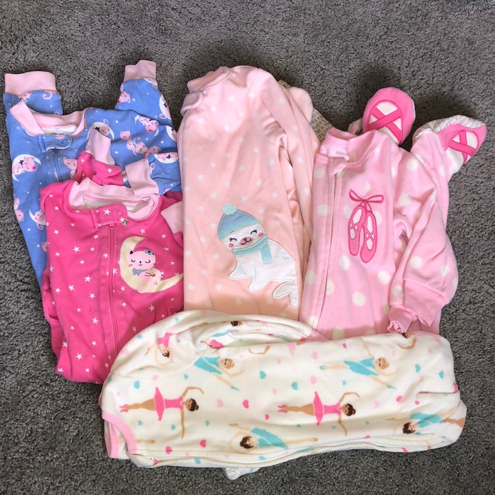 2t winter pajamas, bundle of 5